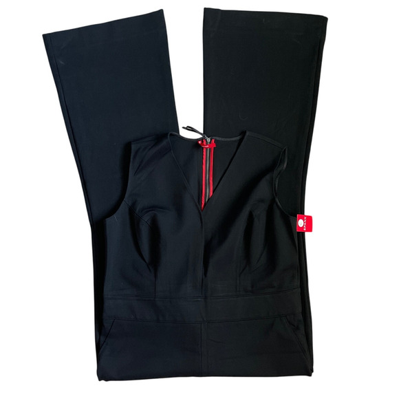 SPANX‎ Perfect Sleeveless Flare Leg Jumpsuit in Classic Black Size Medium Petite - Picture 8 of 11